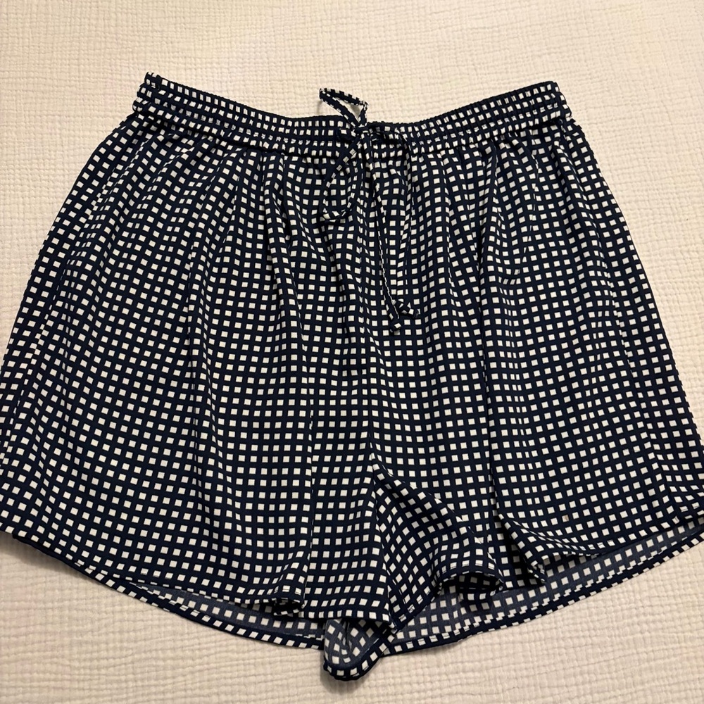 J Crew Mercantile Navy Blue & White Flowy Shorts M Medium